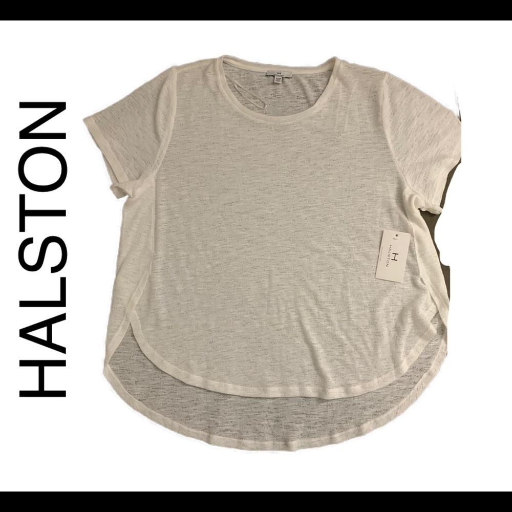 Halston White Burnout Womens Tshirt size XL